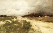 unknow artist Coast Landscape Dunes and Windmill Sweden oil painting artist